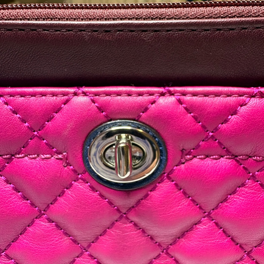 COACH Park F50097 Quilted Leather Wristlet Burgundy Pink Colorblock - Picture 10 of 10